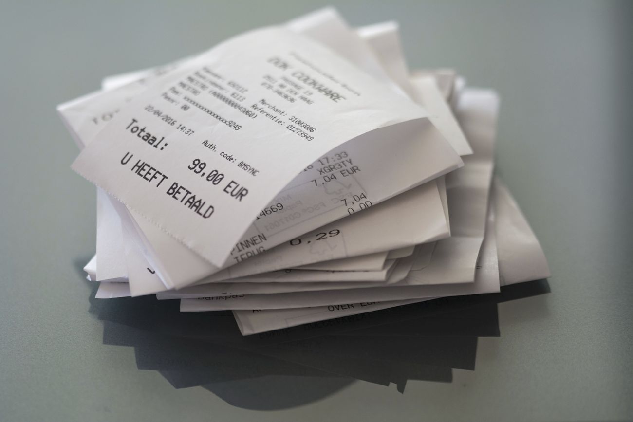 Receipts on table