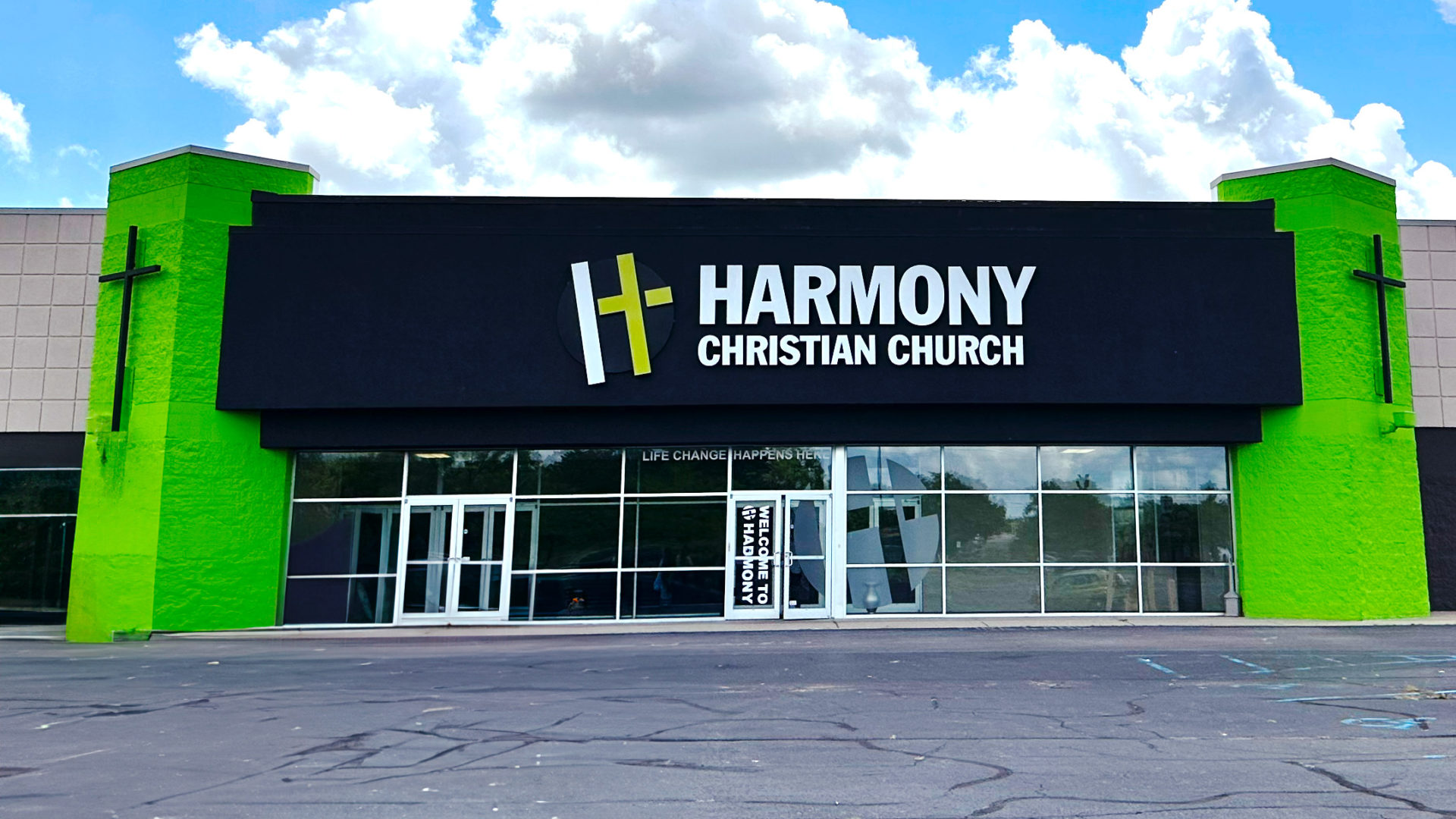 Harmony Christian Church from the front doors